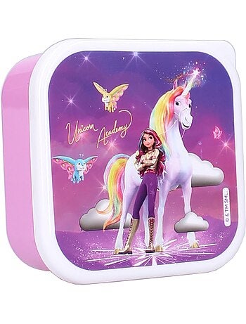Lot de 3 boîtes à goûter - Unicorn Academy - Sophia & Wildstar - Emboîtables
