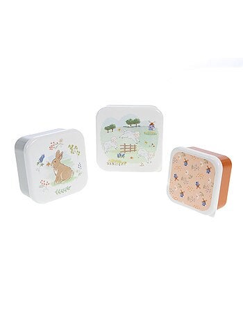 Lot de 3 boîtes à goûter emboîtables à motifs ludiques