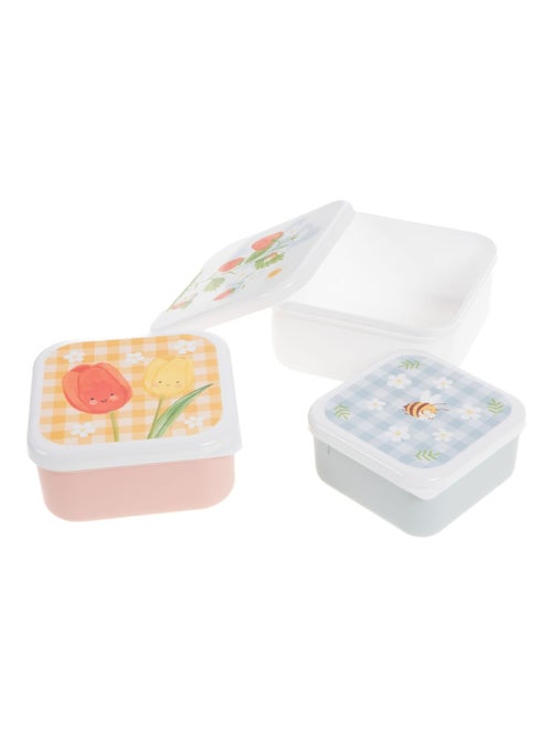 Lot de 3 boîtes à goûter emboîtables à motifs ludiques - Kiabi Lot de 3 boîtes à goûter emboîtables à motifs ludiques - Kiabi