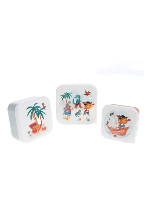 Lot de 3 boîtes à goûter emboîtables à motifs ludiques - Kiabi Lot de 3 boîtes à goûter emboîtables à motifs ludiques - Kiabi