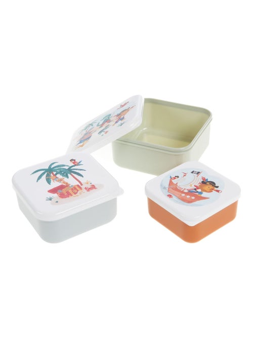 Lot de 3 boîtes à goûter emboîtables à motifs ludiques - Kiabi Lot de 3 boîtes à goûter emboîtables à motifs ludiques - Kiabi