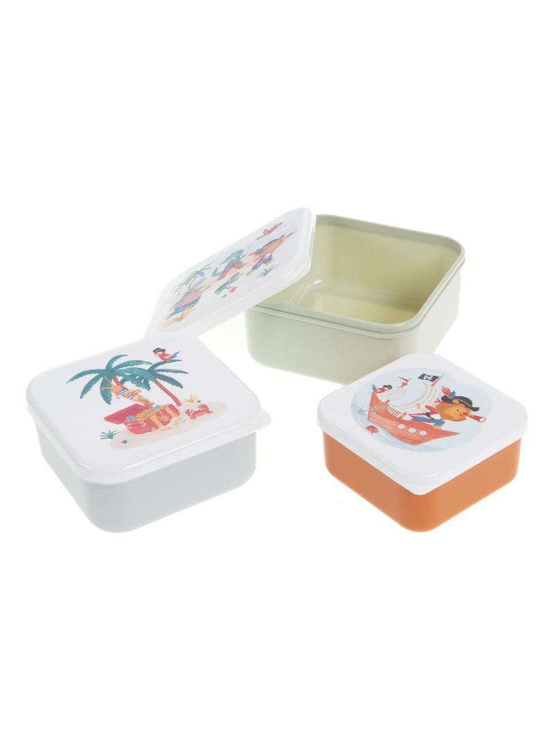 Lot de 3 boîtes à goûter emboîtables à motifs ludiques Blanc Vert - Kiabi