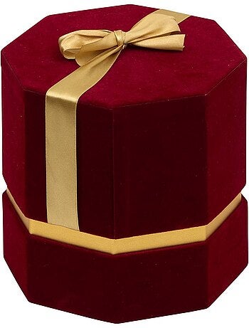 Lot de 3 boîtes cadeau de noël hexagonales en velours rouge