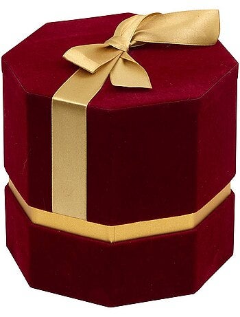 Lot de 3 boîtes cadeau de noël hexagonales en velours rouge