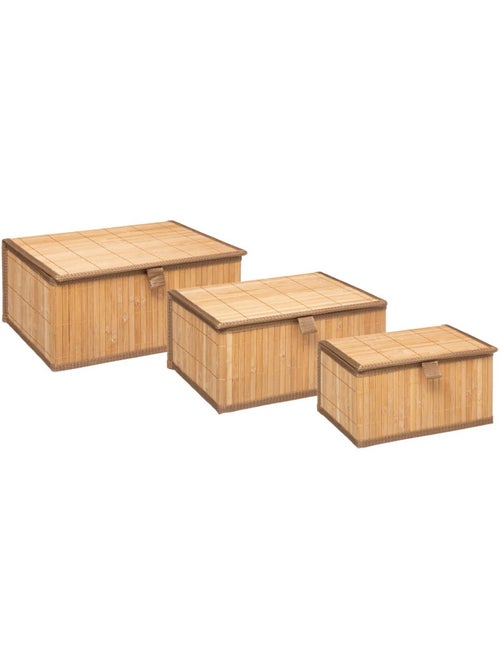 Lot de 3 boîtes de rangement en bambou - Kiabi