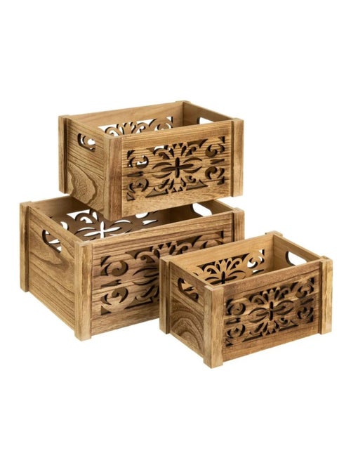 Lot de 3 boites de rangement en bambou - Kiabi