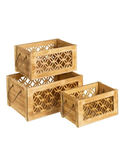 Lot de 3 boites de rangement en bambou - Kiabi