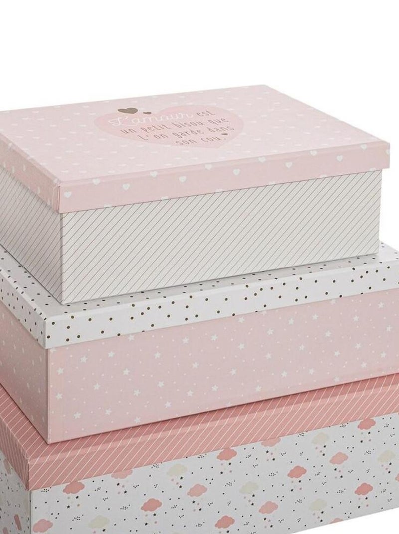 Lot de 3 boites de rangement rose Rose - Kiabi