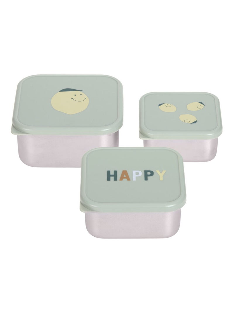 Lot de 3 boites gigognes en inox Happy Fruits citron Vert - Kiabi
