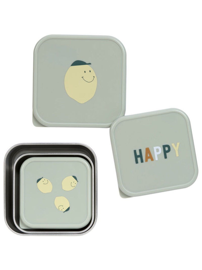Lot de 3 boites gigognes en inox Happy Fruits citron Vert - Kiabi
