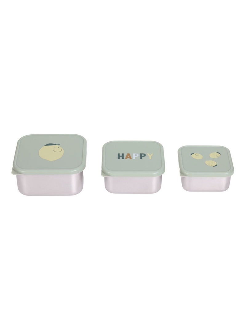 Lot de 3 boites gigognes en inox Happy Fruits citron Vert - Kiabi