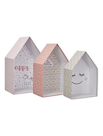 Lot de 3 boites gigognes Maison fille