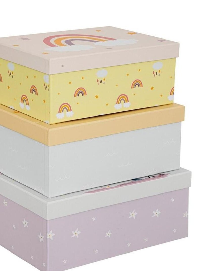 Lot de 3 boites rectangles en papier Girly Rose - Kiabi
