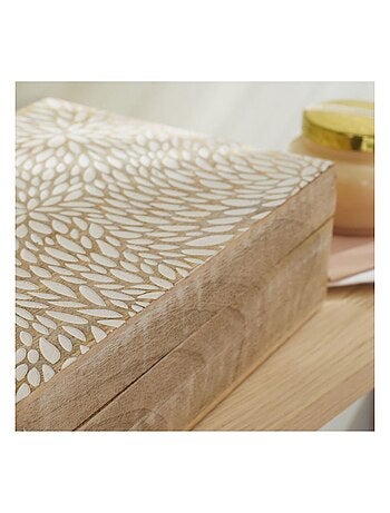 Lot de 3 boîtes rectangulaires motif devant bois MANGO WOOD