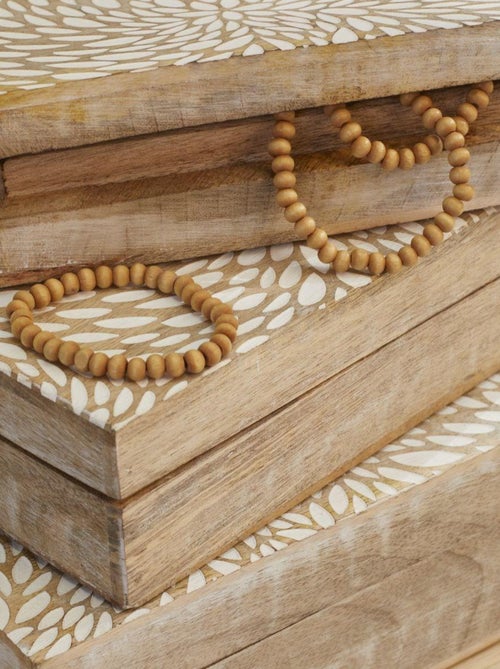 Lot de 3 boîtes rectangulaires motif devant bois MANGO WOOD - Kiabi