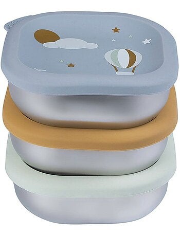Lot de 3 boites repas inox micro-ondable - adventure
