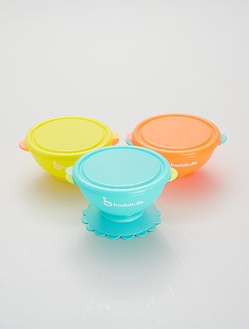 Lot de 3 bols couvercle et ventouses 'Badabulle'