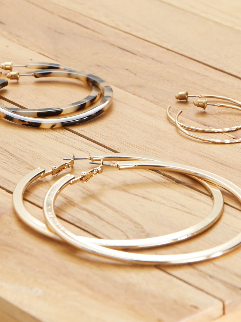 Lot de 3 boucles d'oreilles Beige - Kiabi