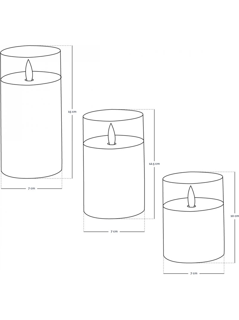 Lot de 3 bougies à led en cire, flamme vacillante, luminosité réglable - minuterie - vivezen Transparent - Kiabi
