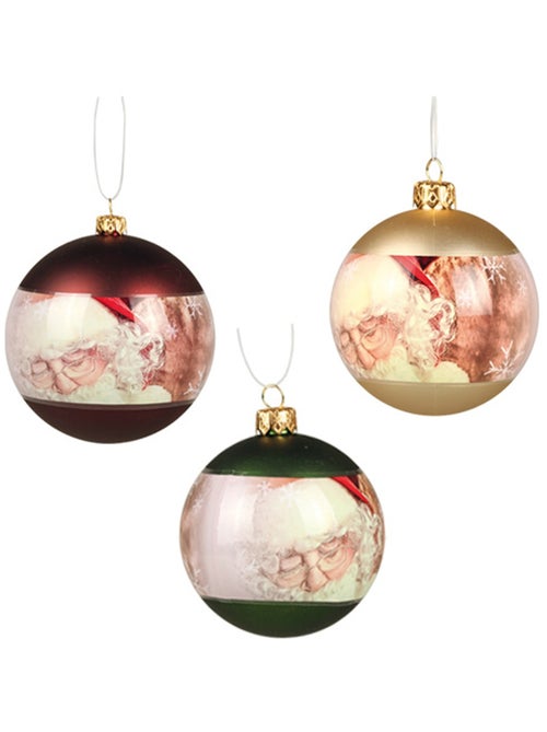Lot de 3 boules de noël décorées père noël - Kiabi