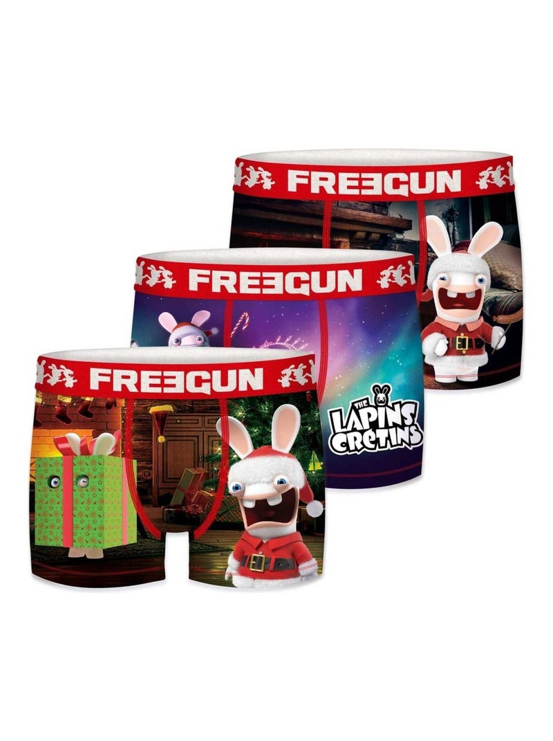 Lot de 3 boxer garçon Lapins Crétins Freegun Violet - Kiabi