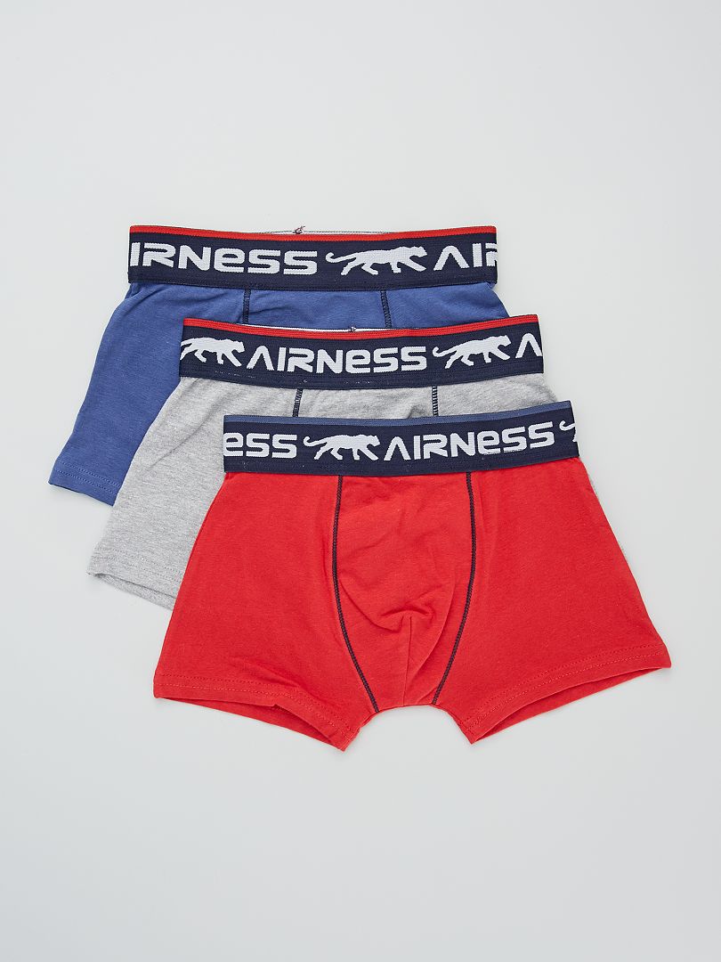 Lot de 3 boxers 'Airness' bleu/rouge/gris - Kiabi