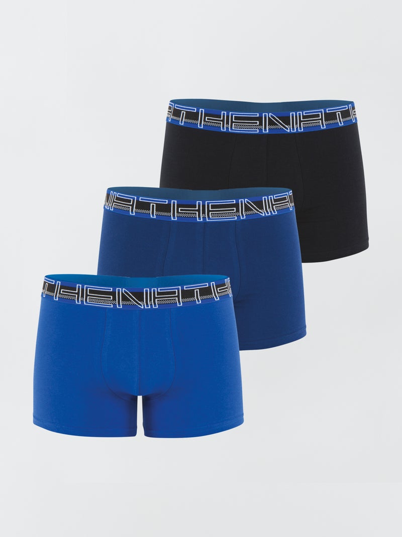 Lot de 3 boxers 'Athena' Bleu/noir - Kiabi