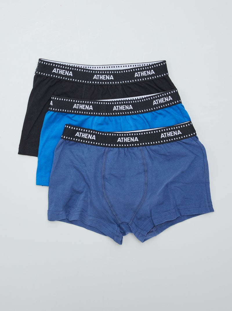 Lot de 3 boxers 'Athena' Bleu/noir - Kiabi