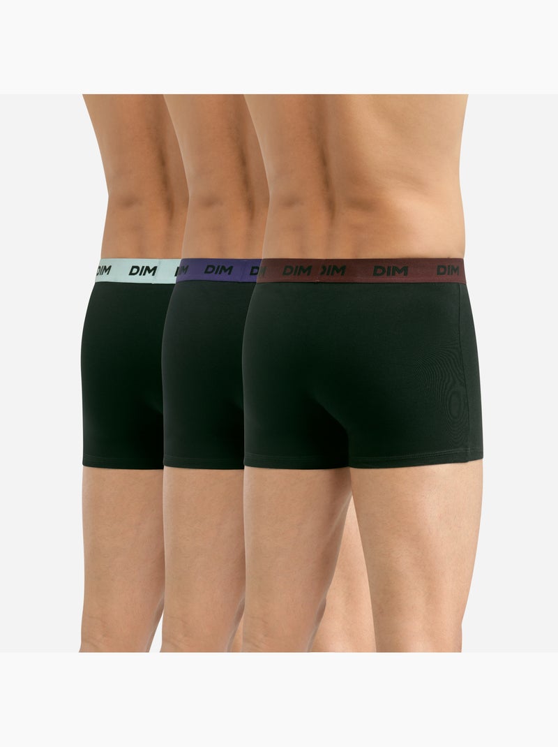 Lot de 3 boxers avec ceinture colorée Mix & Colors Bleu foncé - Kiabi