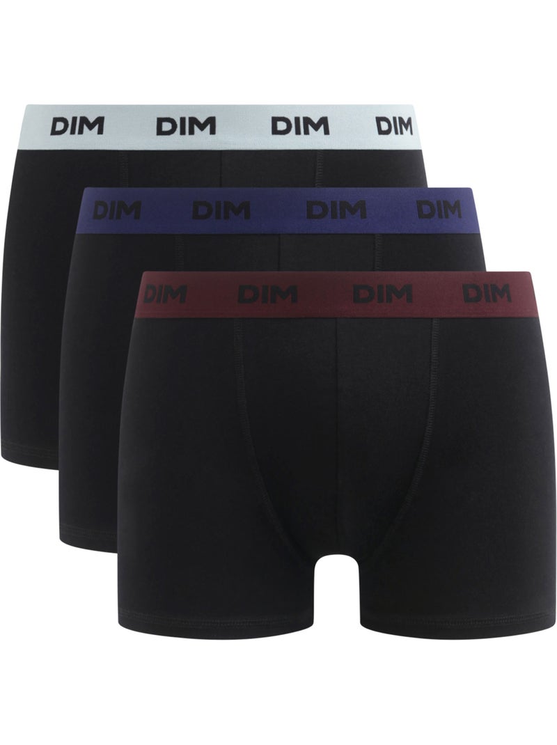 Lot de 3 boxers avec ceinture colorée Mix & Colors Bleu foncé - Kiabi