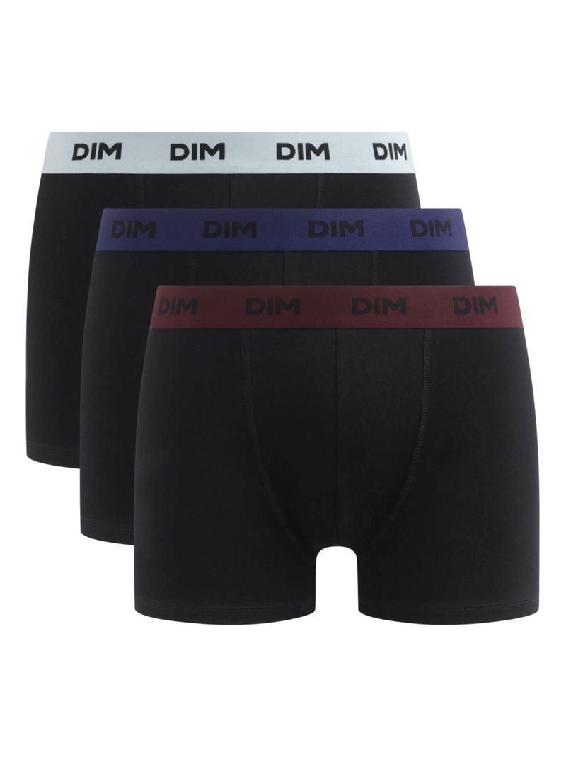 Lot de 3 boxers avec ceinture colorée Mix & Colors Bordeaux - Kiabi