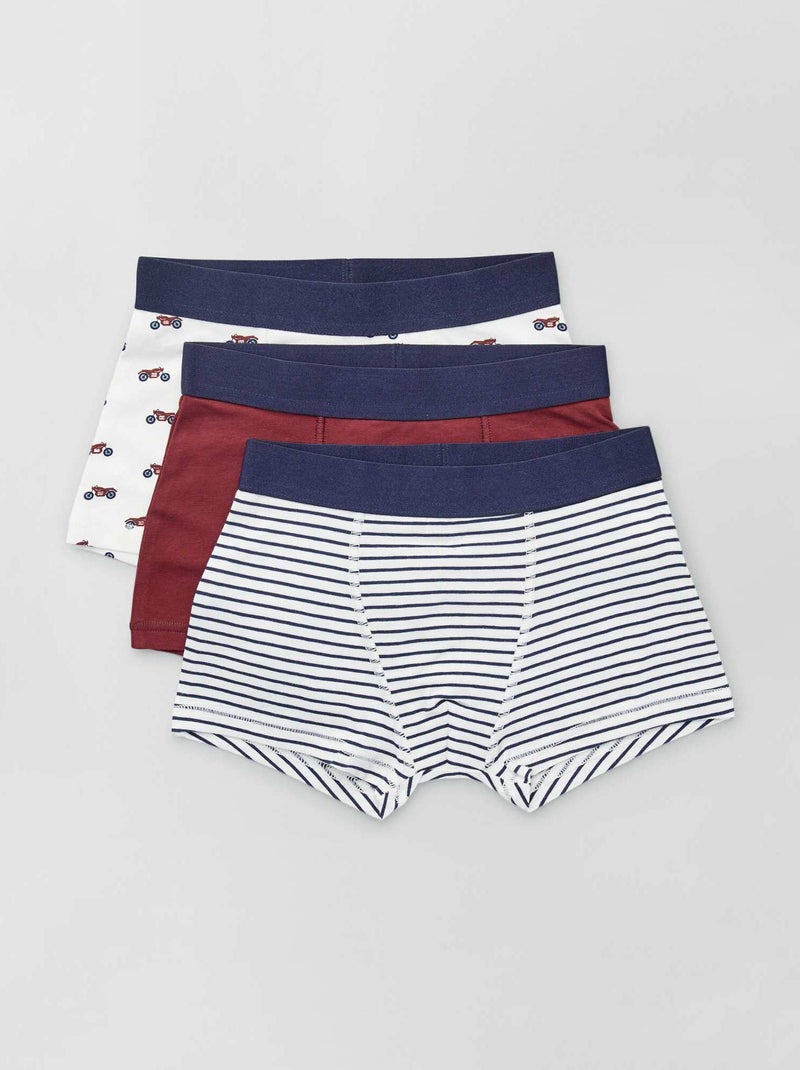 Lot de 3 boxers Blanc/Bordeaux - Kiabi