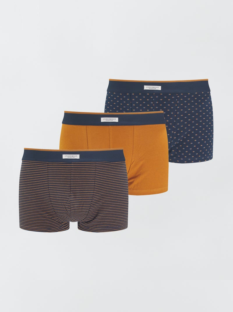 Lot de 3 boxers Bleu/marron - Kiabi