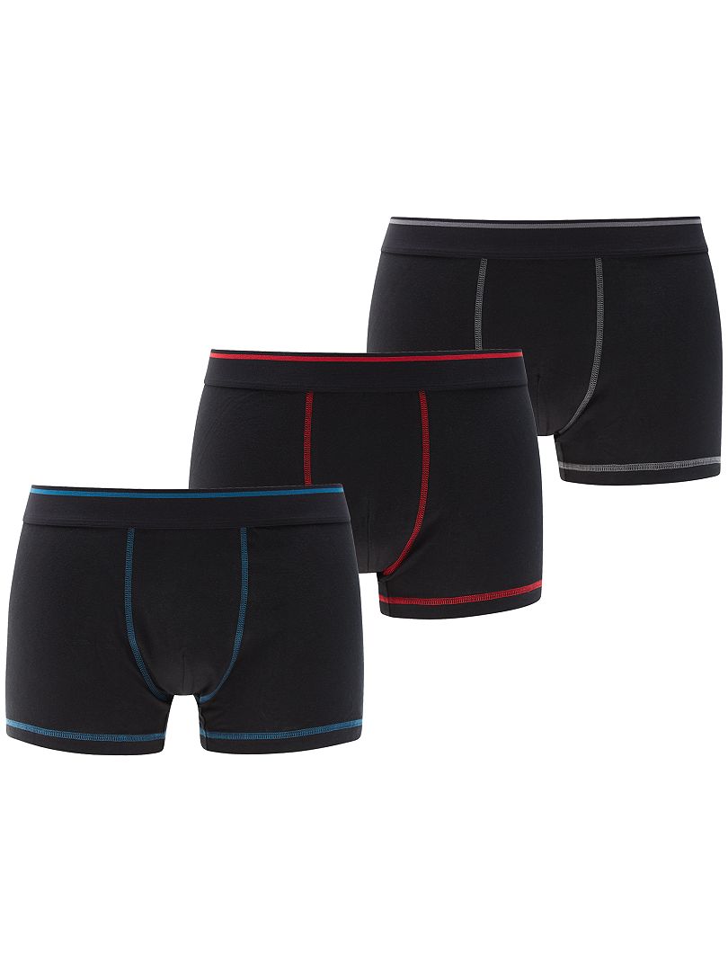 Lot de 3 boxers bleu/rouge/gris - Kiabi