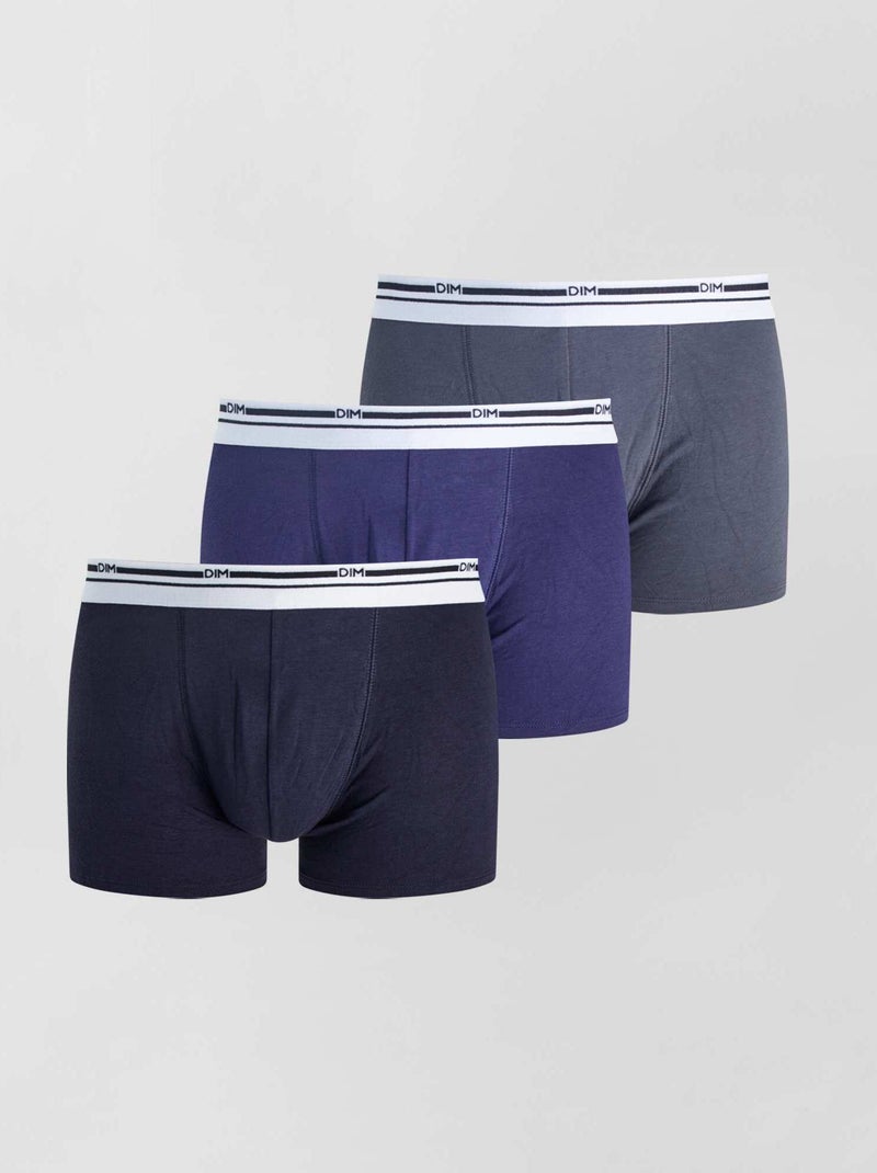 Lot de 3 boxers Classic colors 'DIM' Bleu marine/noir - Kiabi