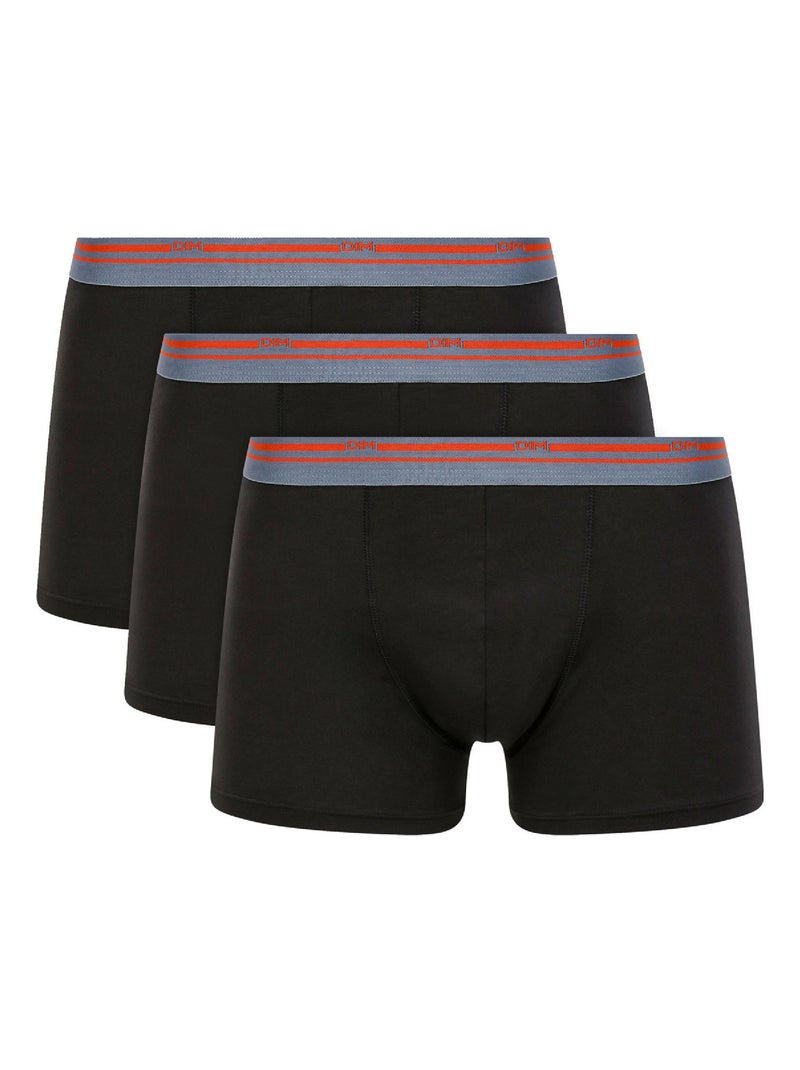 Lot de 3 Boxers Coton Classic Colors Noir - Kiabi