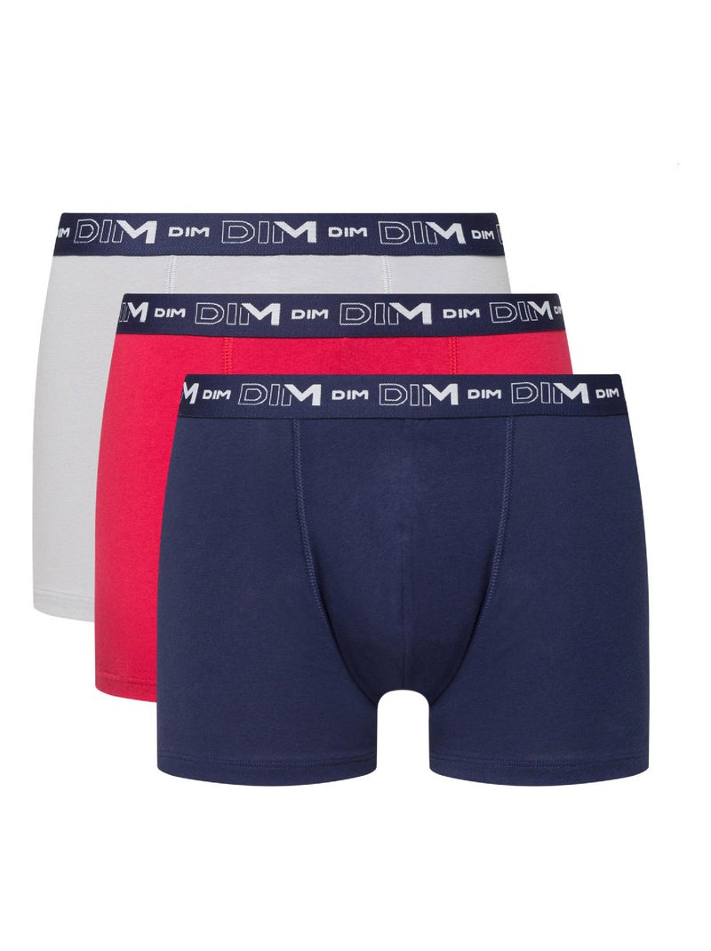Lot de 3 Boxers coton Coton Stretch Bleu foncé - Kiabi