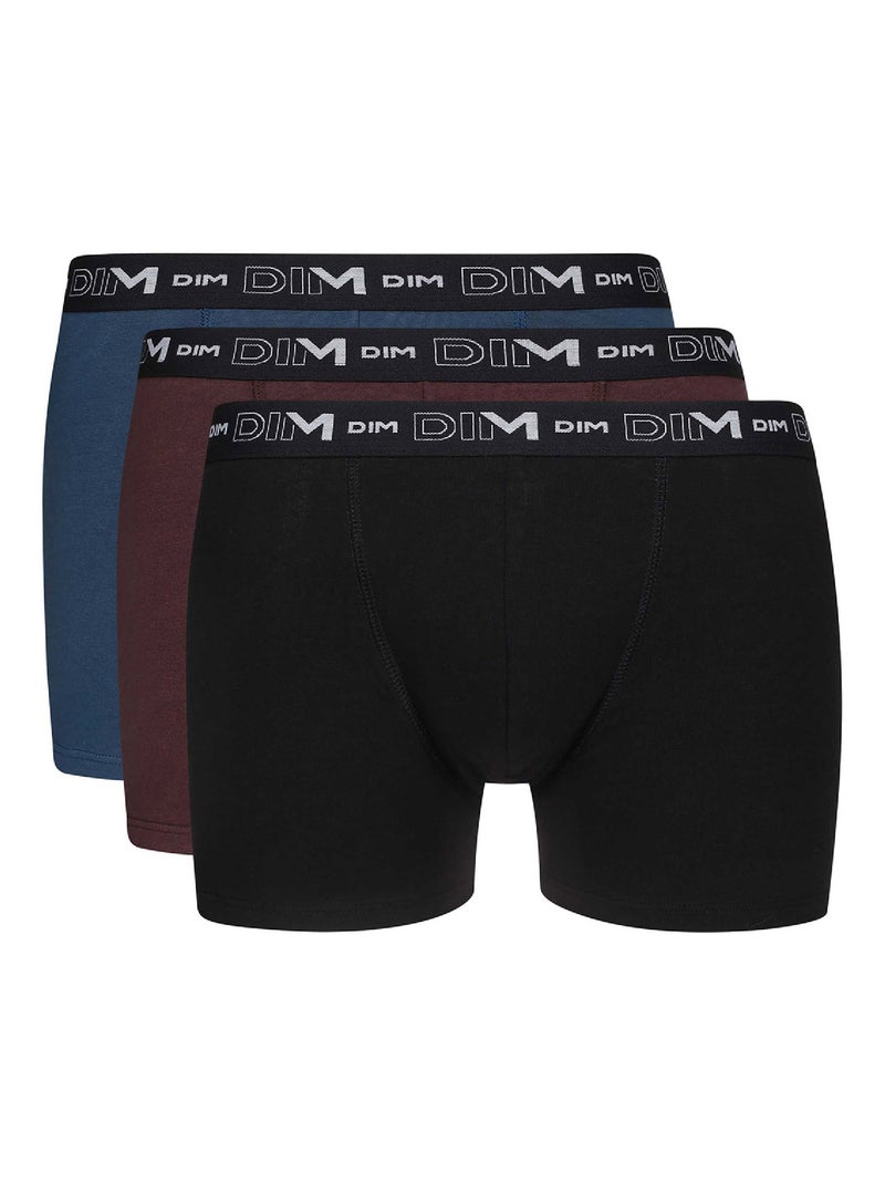 Lot de 3 Boxers coton Coton Stretch Rouge bordeaux - Kiabi
