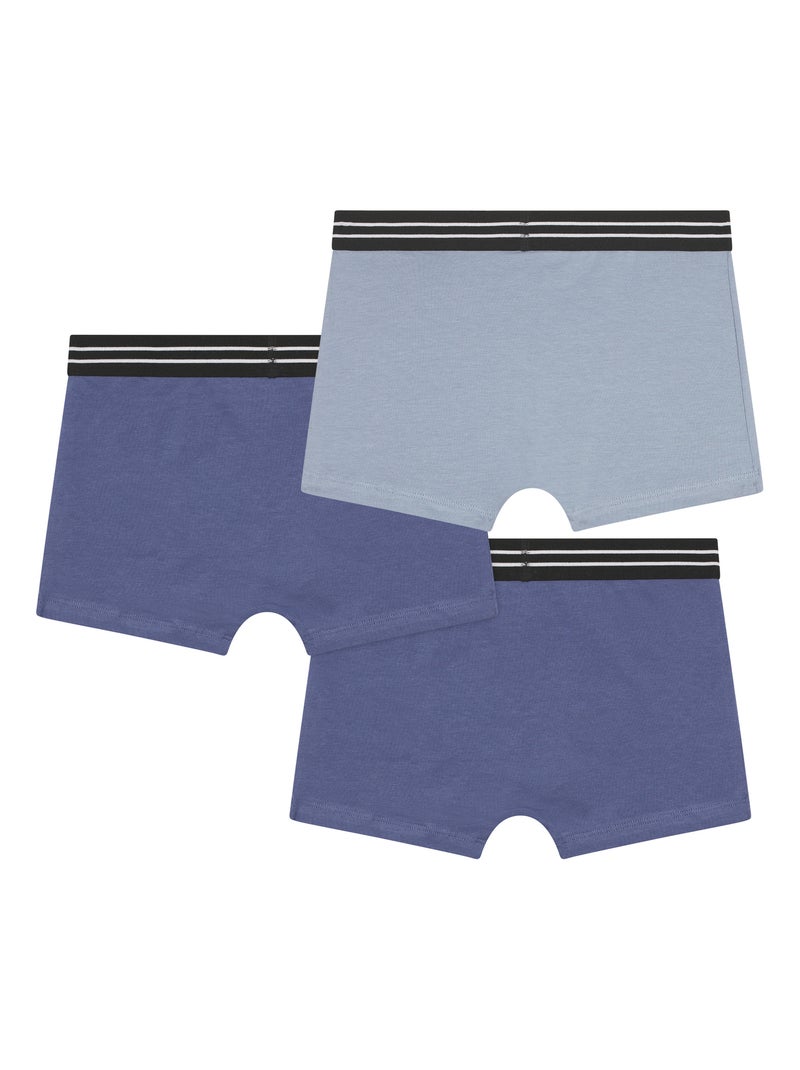 Lot de 3 boxers Coton EcoDim Bleu denim - Kiabi