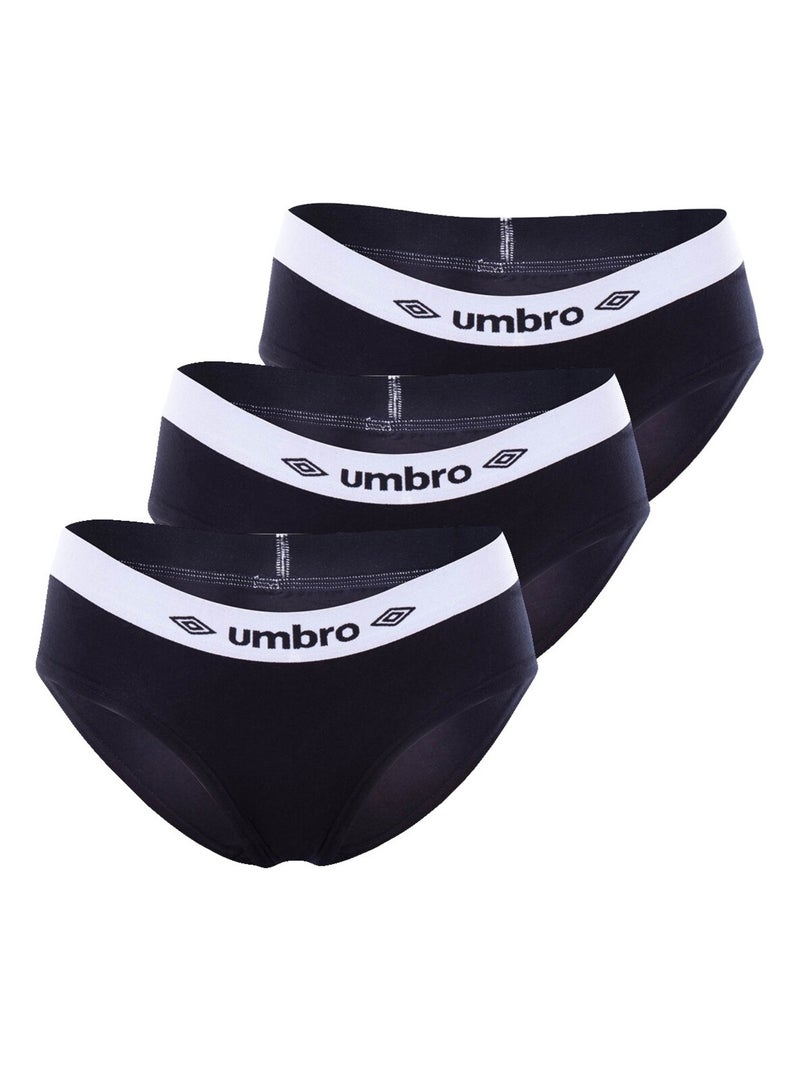 Lot de 3 Boxers coton femme Umbro Noir - Kiabi