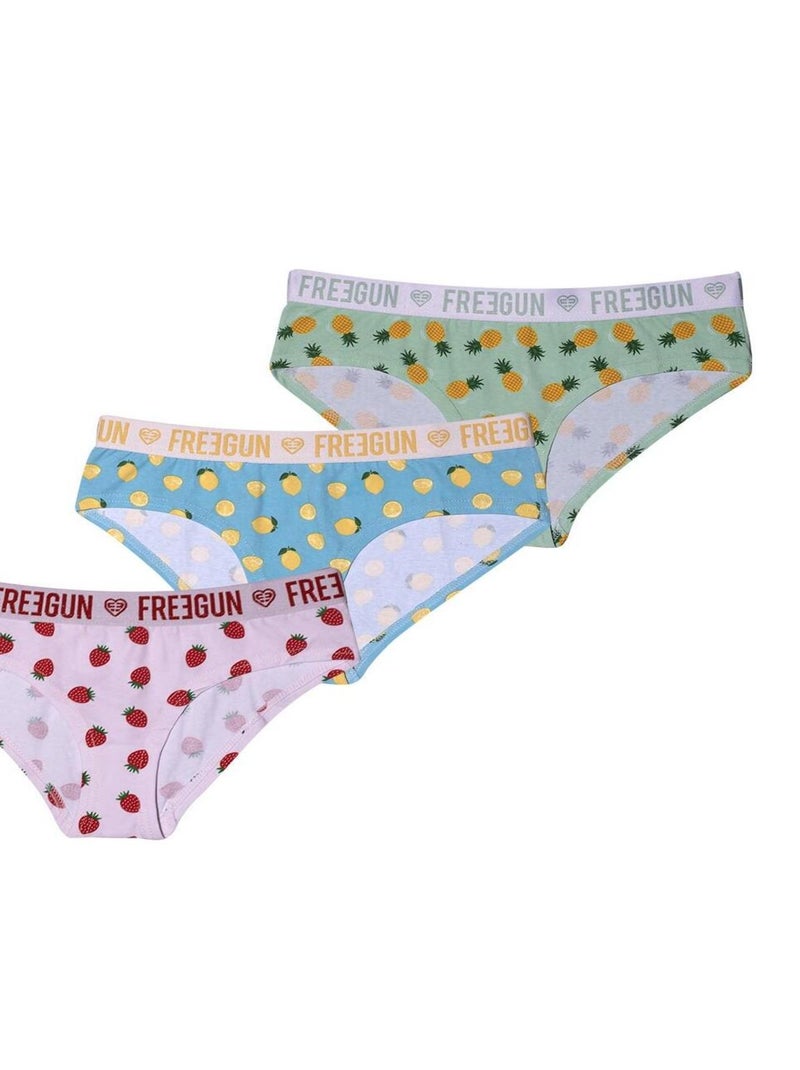 Lot de 3 Boxers coton fille Fruité Freegun Vert - Kiabi