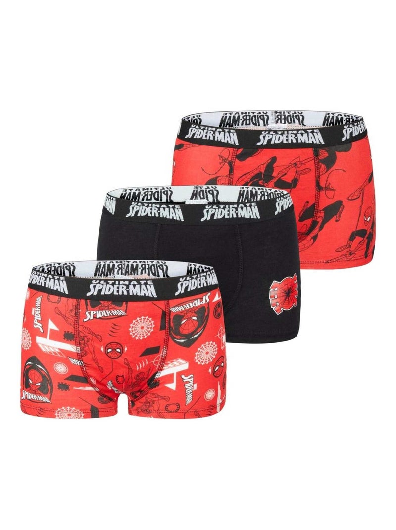 Lot de 3 Boxers coton garçon Spider Ultimate Spiderman Rouge - Kiabi