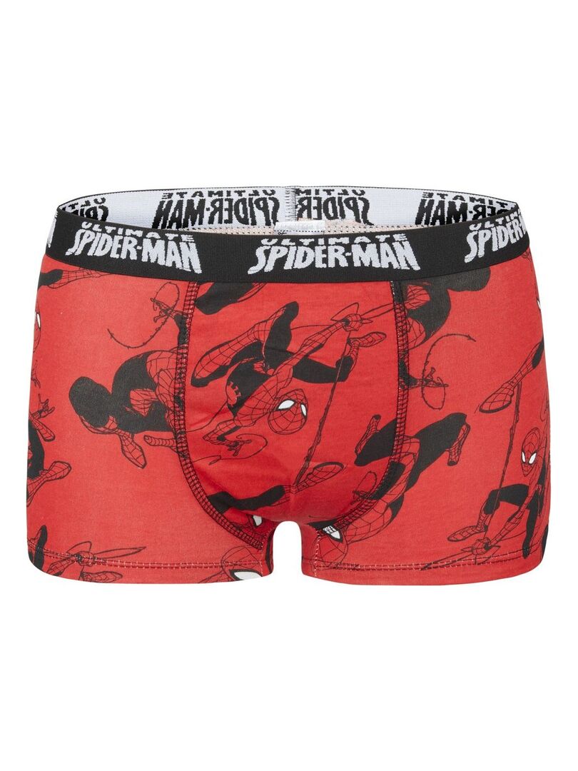 Lot de 3 Boxers coton garçon Spider Ultimate Spiderman Rouge - Kiabi