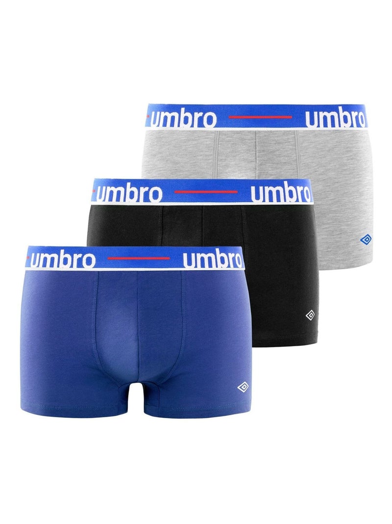 Lot de 3 Boxers coton homme Line Class Umbro Bleu Noir - Kiabi