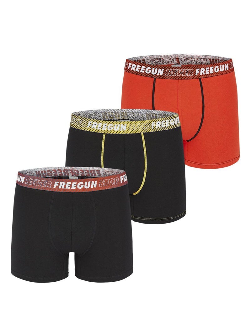 Lot de 3 Boxers coton homme Never Stop Freegun Noir - Kiabi