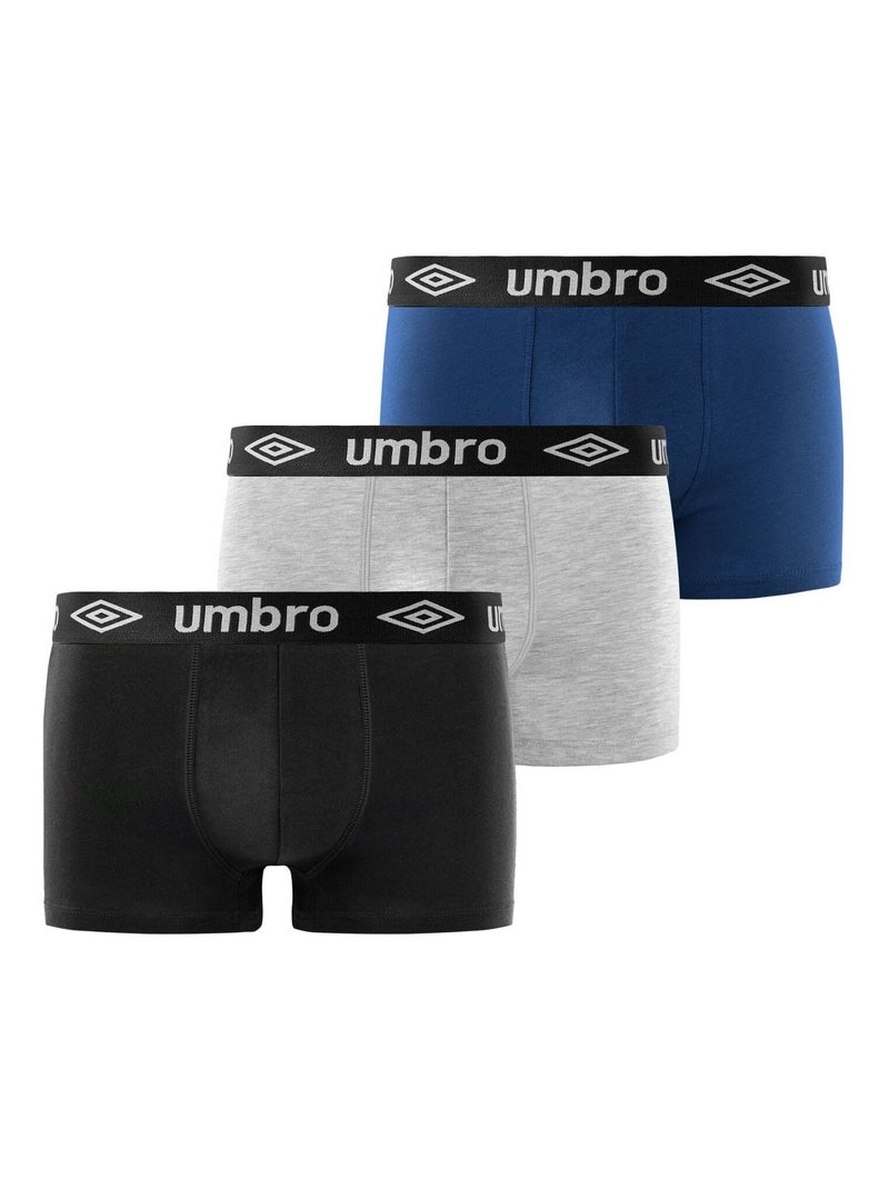 Lot de 3 Boxers coton homme Uni Umbro Noir Bleu - Kiabi