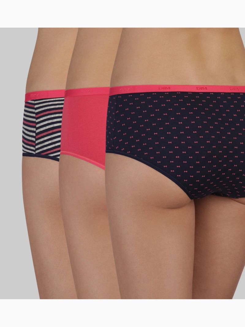Lot de 3 Boxers Coton Les Pockets Coton Rose framboise - Kiabi