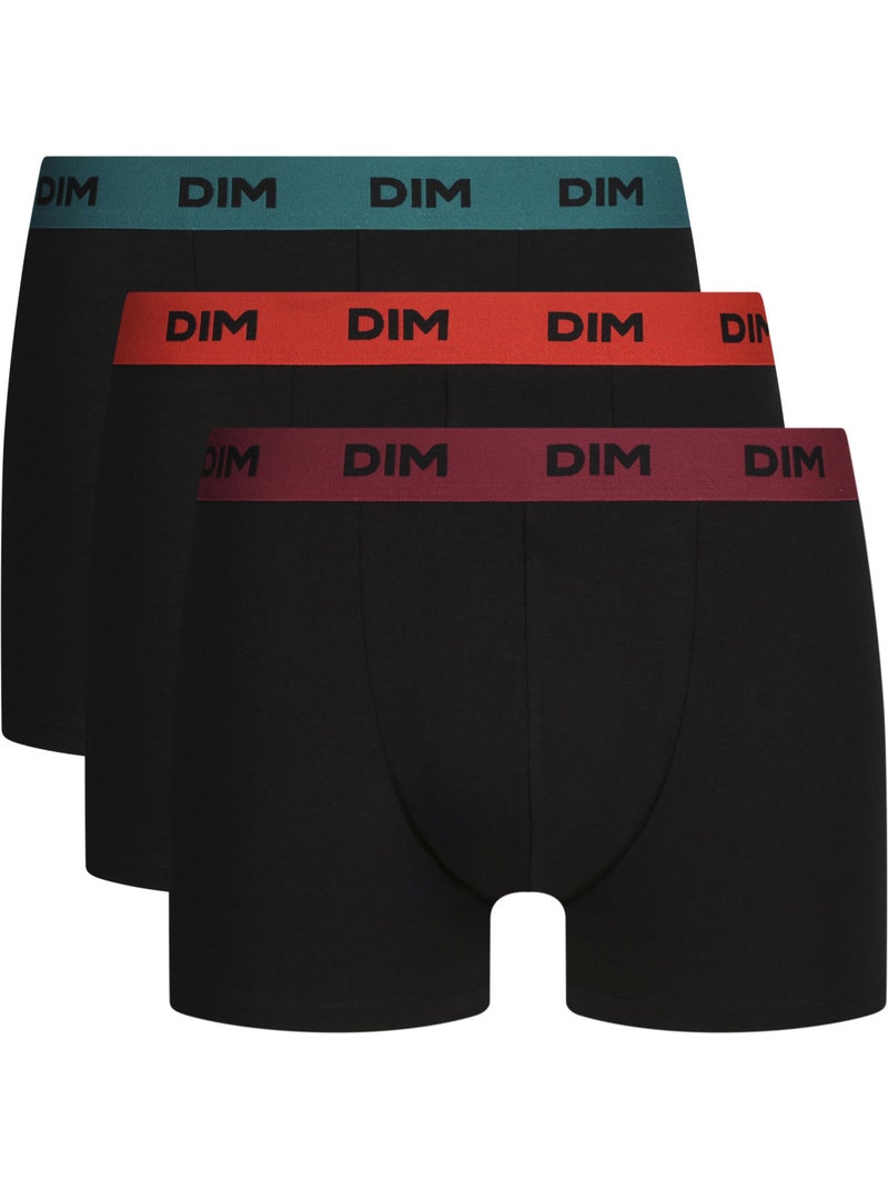 Lot de 3 Boxers Coton Mix and Colors Rouge brique - Kiabi