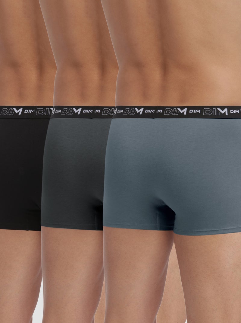 Lot de 3 Boxers Coton Strech Bleu - Kiabi