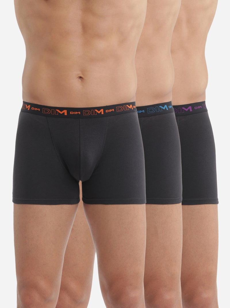 Lot de 3 Boxers Coton Strech Gris foncé - Kiabi